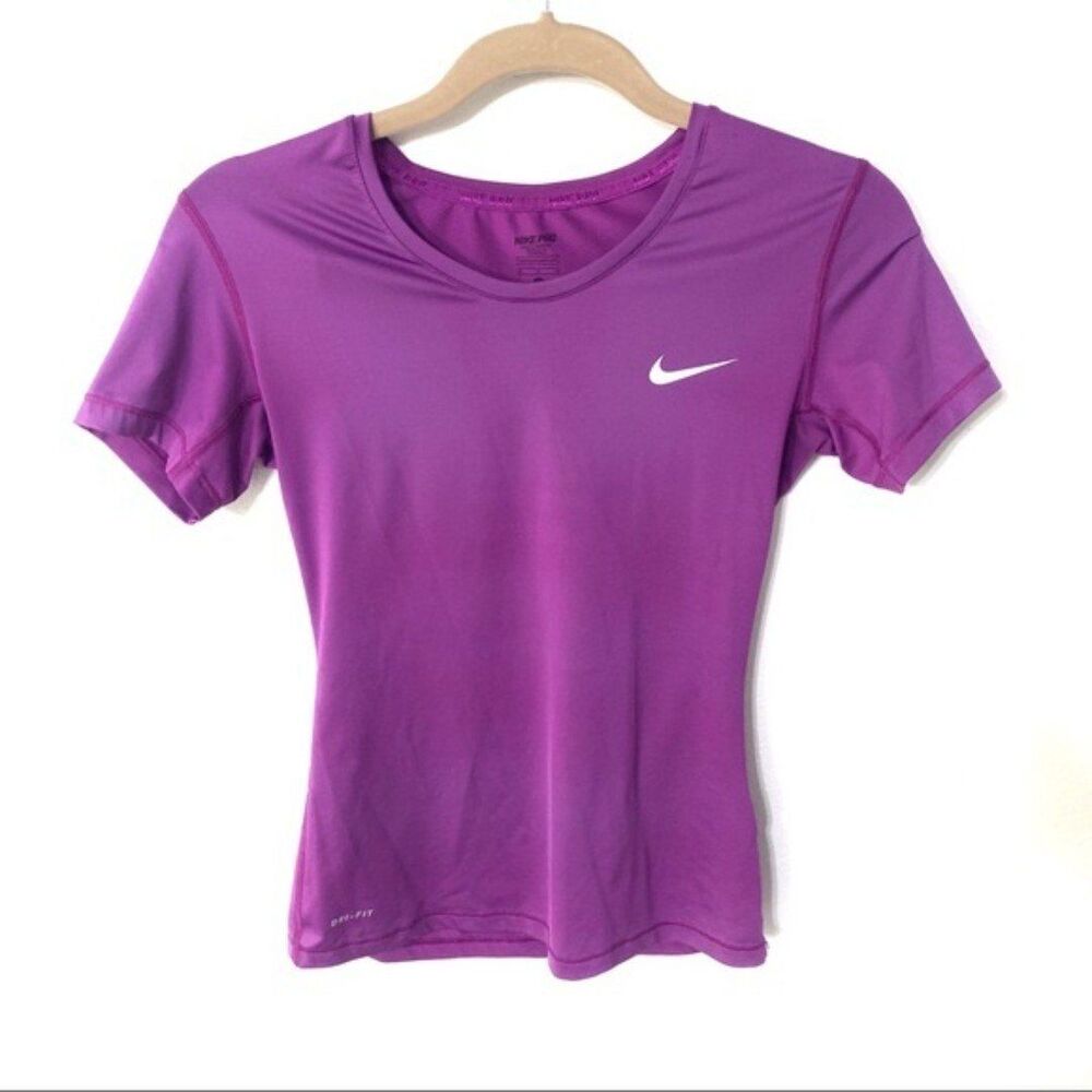 NIKE Shirt womens Pink purple pro short sleeve top medium